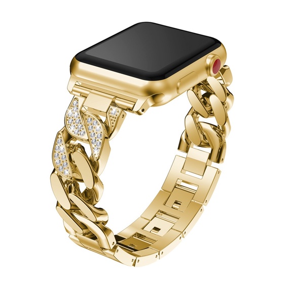 Gold Crystal Cuban 38/40/41mm Apple Watch Band - Picture 1 of 6